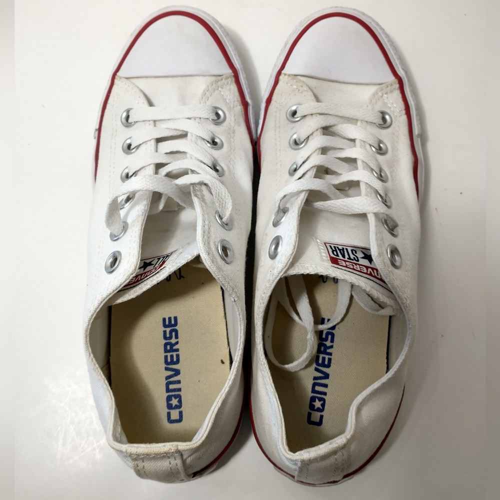 Converse All Stars White and Red Low-Top Sneakers, Euro Size 39.5, US Size 8.5 - Picture 8 of 8